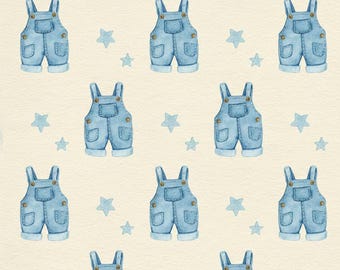 Blue Denim Overalls Baby Shower Wrapping Paper