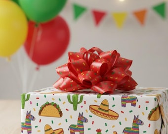 Taco Fiesta Wrapping Paper: Colorful Birthday Party Gift Wrap