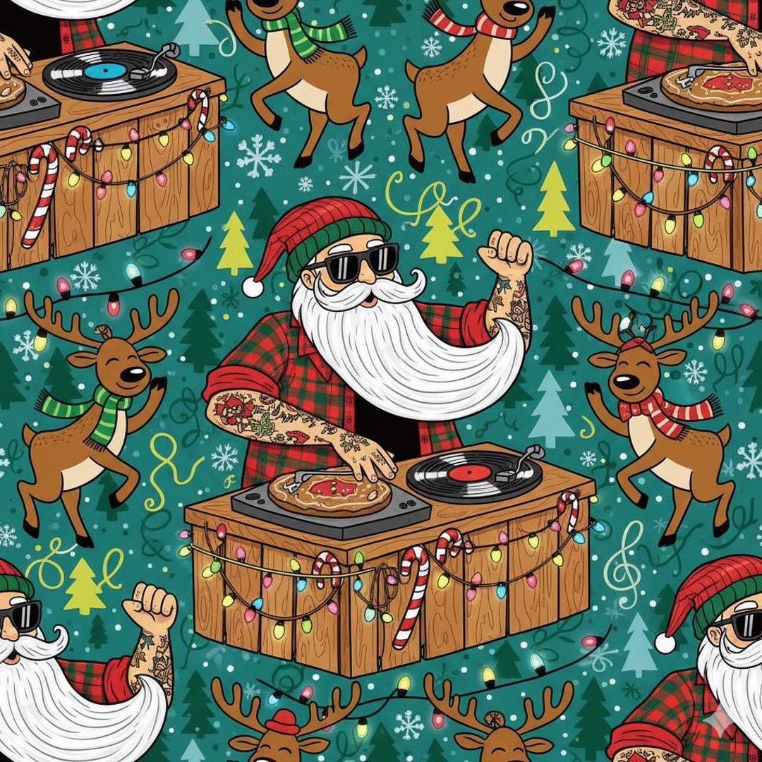 Christmas Rapper Paper DJ Santa Christmas Wrapping Paper: Tattooed Claus Festive Gift Wrap - Etsy