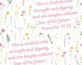 Floral Scripture Pattern Wrapping Paper | Christian Gift Wrap, Bible Verse Design