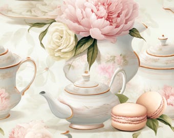 Vintage Tea Roses pattern Wrapping Paper | Floral Macarons stationery