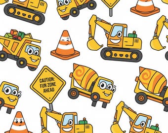 Construction Birthday Wrapping Paper: Dump Trucks, Diggers, Cement Mixers