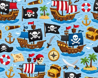 Carta da regalo con motivo a nave pirata / Carta da regalo con mappa del tesoro nautica per bambini