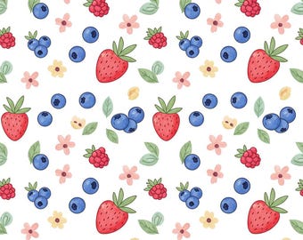 Cartoon Berry Wrapping Paper: Fruity 1st Birthday Party Supplies