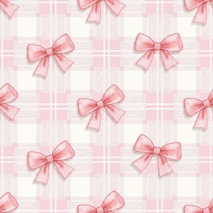 Papel de regalo a cuadros con lazo rosa, papel de bellas artes de 90 g/m² imagen 1