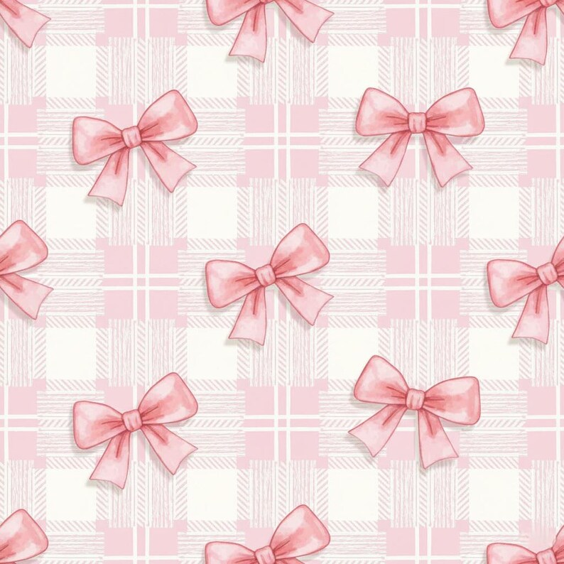 Papel de regalo a cuadros con lazo rosa, papel de bellas artes de 90 g/m² imagen 1