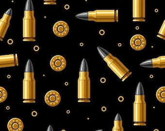 Gold Bullet Pattern Wrapping Papers | Ammo Gift Wrap, Black and Gold