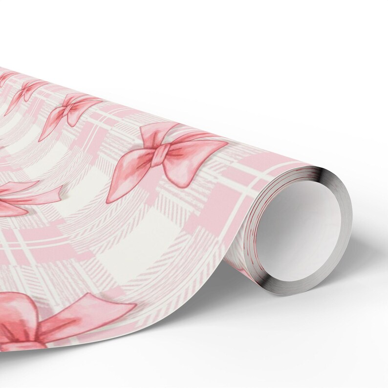 Papel de regalo a cuadros con lazo rosa, papel de bellas artes de 90 g/m² imagen 5