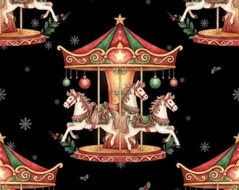Christmas Horse Carousel Gift Wrap: Festive Holiday Paper