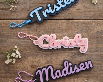 Custom Name Keychain Personalized | Custom Color Key Ring | Gift Tag | Bag Tag | Purse Charm
