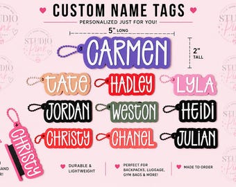 Personalized Name Tag Custom Bag Tag Backpack Tag Luggage Tag Diaper Bag Tag Purse Tag Kids Backpack Tag 3D Printed Name Tag Keychain