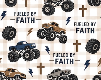 Carta da regalo con monster truck "Fueled by Faith" / Motivo trattore cristiano