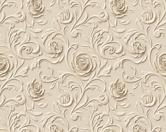 Carta da regalo con motivo a rose in rilievo color avorio / Carta da regalo floreale classica