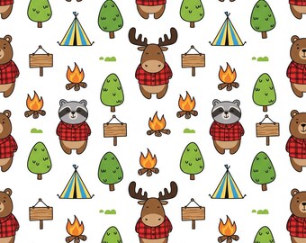 Camping Cartoon Wrapping Paper: Adventure Birthday Party Supplies