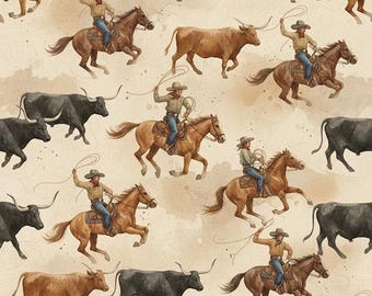 Papel de regalo con estampado de caballo vaquero del oeste / Papel de regalo de rodeo ranchero