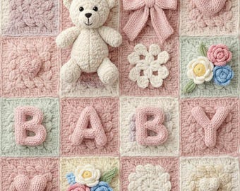 Carta da regalo Pink Teddy Baby Knit / baby shower, rivelazione del sesso del neonato