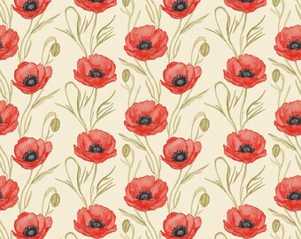 Rote Mohnblumen Geschenkpapiere | Geschenkverpackungen mit Pflanzenmotiv, Vintage Gartenmuster