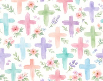 Croci floreali acquerello pastello download digitale / senza soluzione di continuità