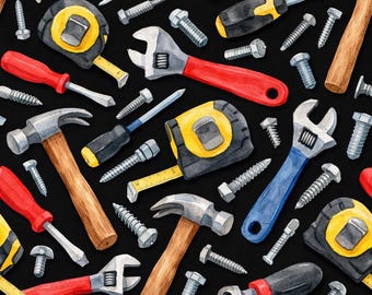 Tool Pattern Wrapping Paper | Hammer Wrench Tape Measure Gift Wrap Roll