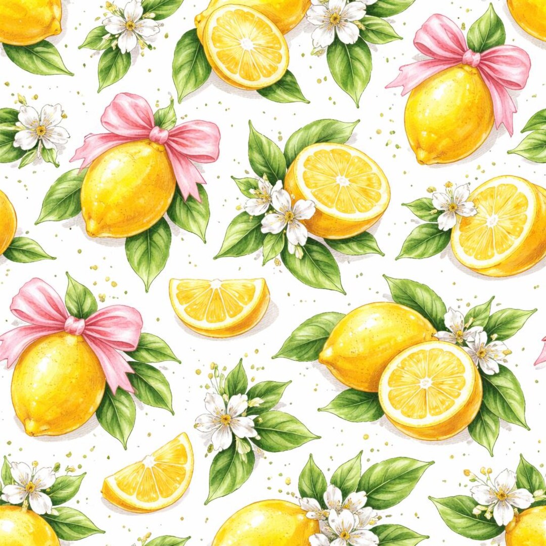 Citrus Lemon Pattern Wrapping Paper | Fruit Floral Gift Wrap Roll - Etsy