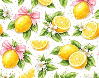 Citrus Lemon Pattern Wrapping Paper | Fruit Floral Gift Wrap Roll
