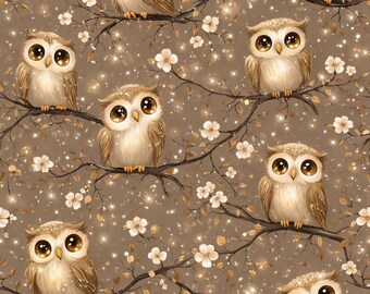 Owl Pattern Wrapping Paper, Cute Woodland Gift Wrap for Birthdays and Holidays