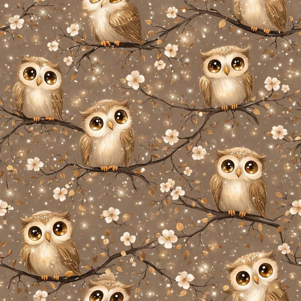Owl Pattern Wrapping Paper, Cute Woodland Gift Wrap for Birthdays and Holidays