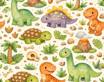 Cute Watercolor Dinosaur Wrapping Paper | Kids Birthday, Baby Shower