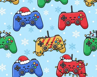 Video Game Christmas Wrapping Paper: Gamer Controller Design