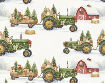 Vintage Tractor Christmas Wrapping Paper | Farmhouse Holiday Gift Wrap | Country Xmas Paper | Rustic Farm Decor | Red Tractor Wrapping