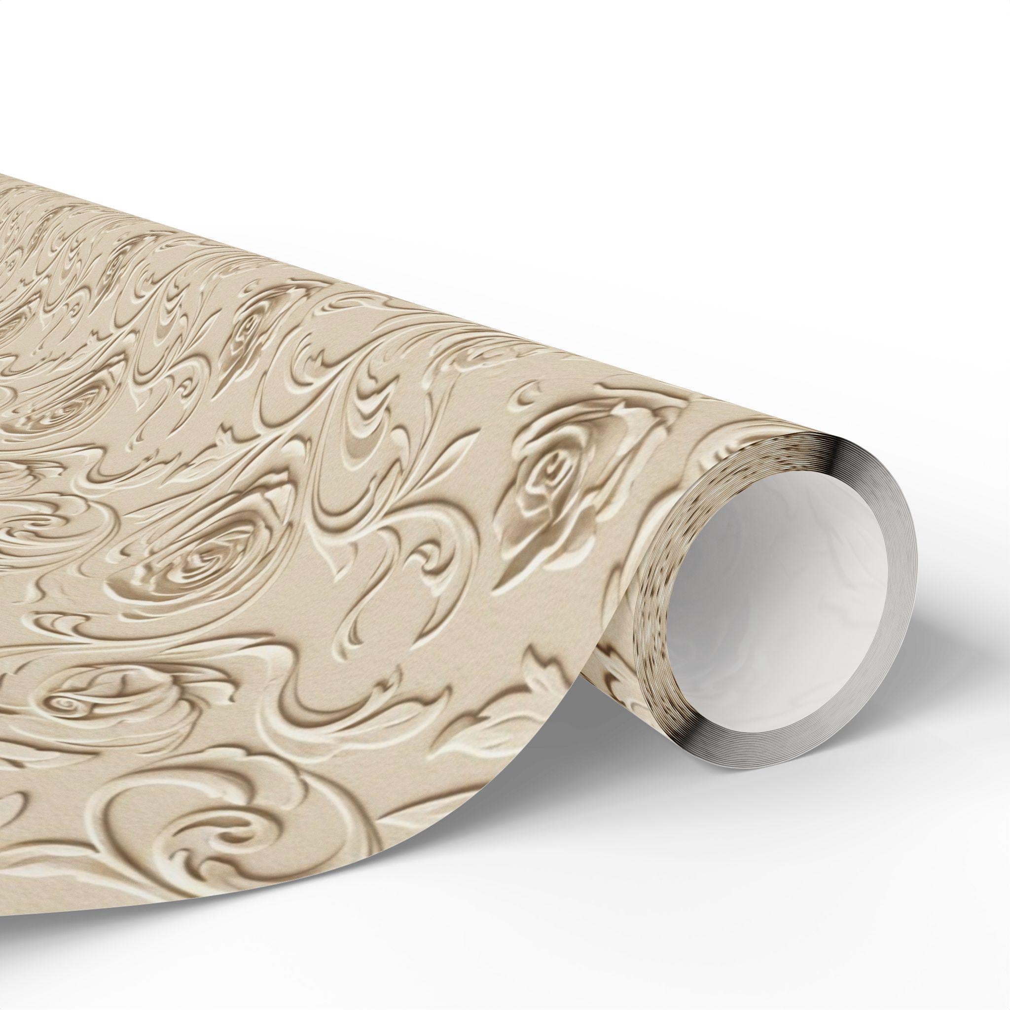 Ivory Embossed Rose Pattern Wrapping Paper | Classic Floral Gift Wrap ...