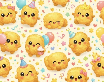 Cute Kawaii Tater Tots Birthday Wrapping Paper Kids Birthday Gift Wrap Fun Party Paper