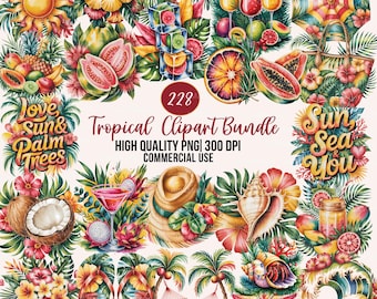 Tropical Clipart Mega Bundle, Jamaican Flowers, PNG Graphics (Digital Download)