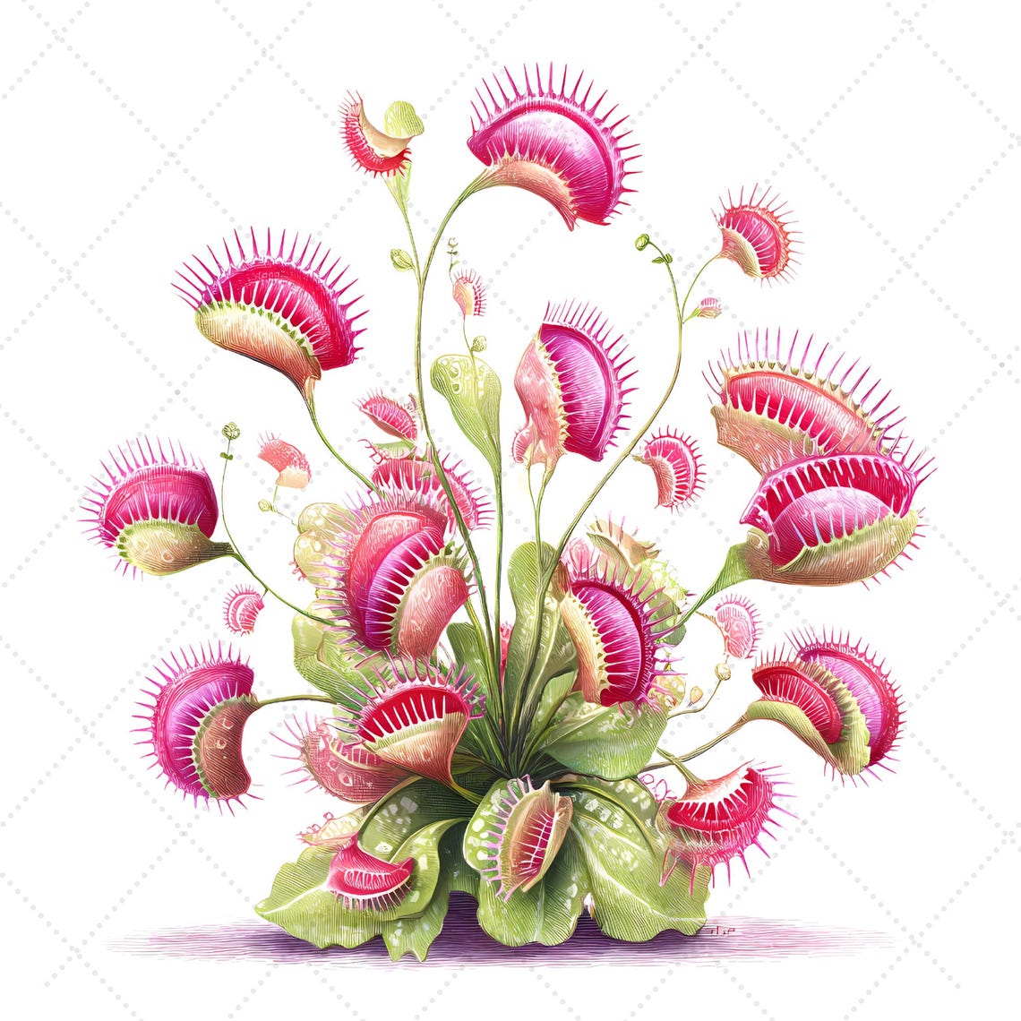 Carnivorous Plant Watercolor Clipart Bundle - Venus Fly Traps, Pitcher ...