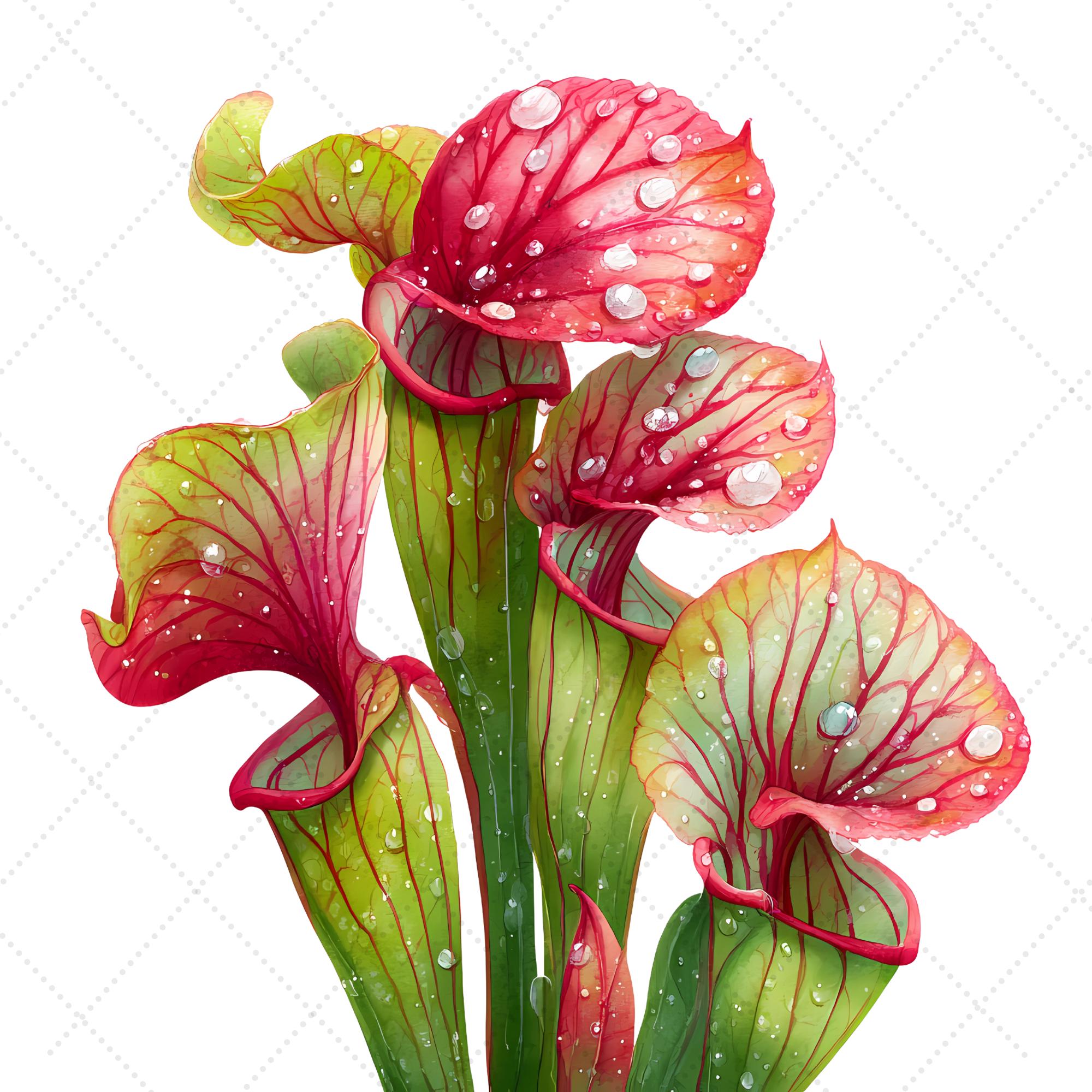 Carnivorous Plant Watercolor Clipart Bundle - Venus Fly Traps, Pitcher ...