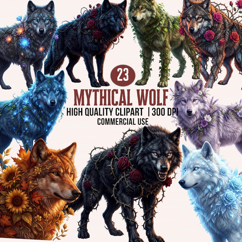 Mythical Wolf Clipart PNG, Fantasy Animal Graphics(digital Download ...