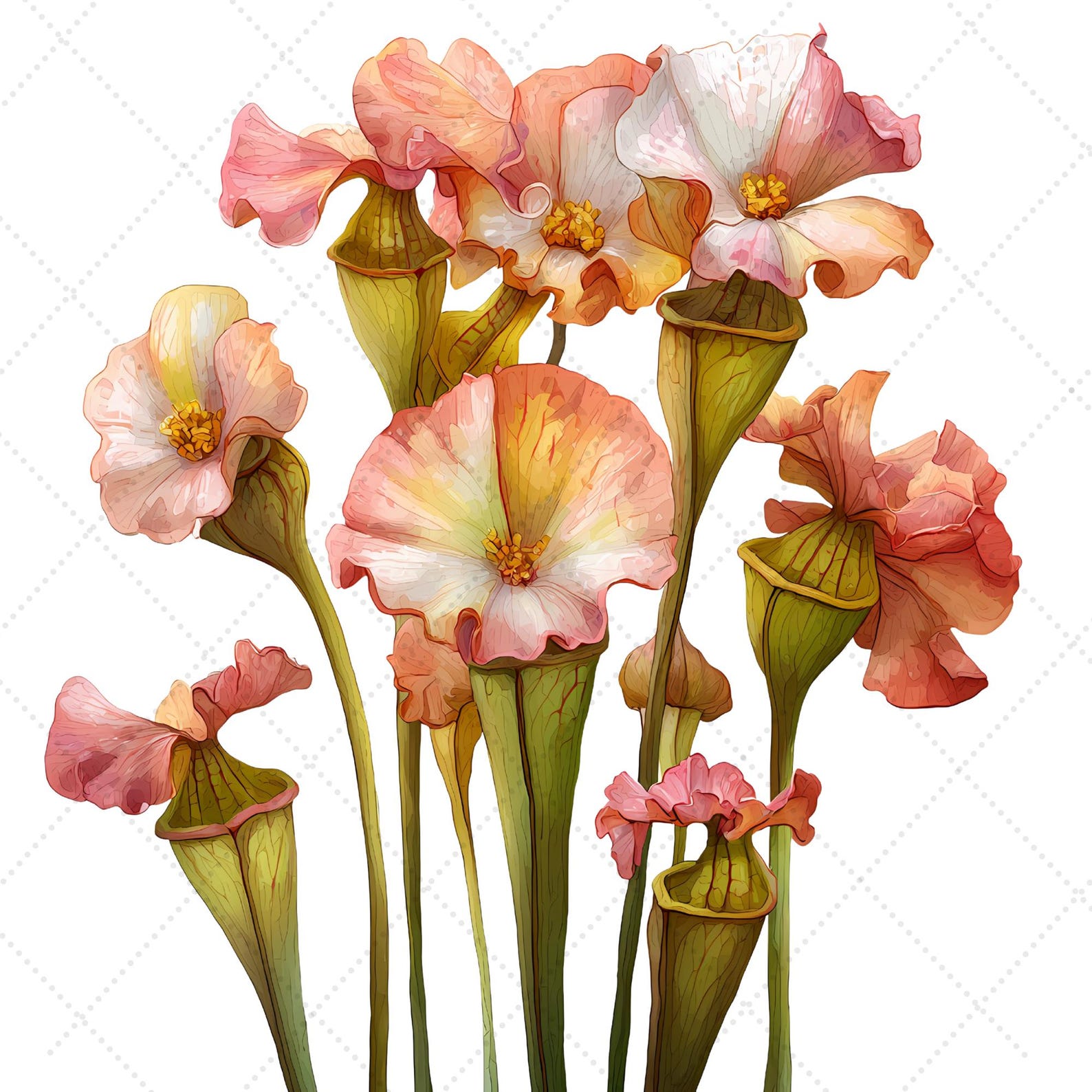 Carnivorous Plant Watercolor Clipart Bundle - Venus Fly Traps, Pitcher ...