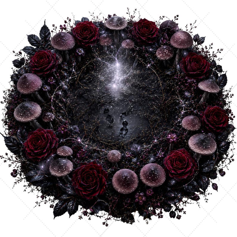 Dark Floral Clipart: 40 Gothic Fantasy Flowers PNG Set (Digital Download) image 8