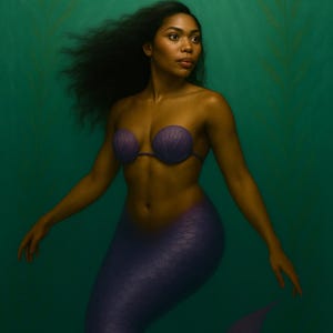 Purple Mermaid Digital Wall Art| Fantasy Ocean Print| Mystical Sea Painting