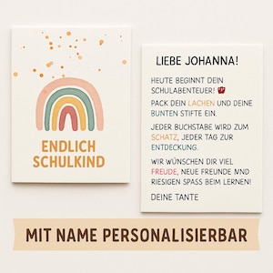 Greeting card for school enrollment, schoolchild 2025, finally schoolchild, back to school