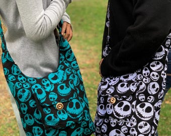 Jack Skellington Crossbody Bag – Handmade in Ecuador | Nightmare Inspired Woven Shoulder Bag