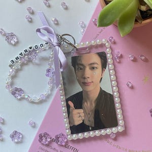 Purple Kpop Photocard Holder Keychain, Bag Charm & Bracelet