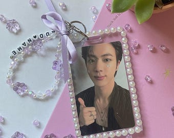 Kpop 875 JJK Photo Card Holder With Lilac Beads - Etsy