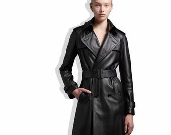 Diseño de abrigo de cuero hecho a mano para mujer