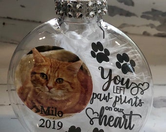 You Left Paw Prints on My Heart Pet Memorial Christmas Ornament