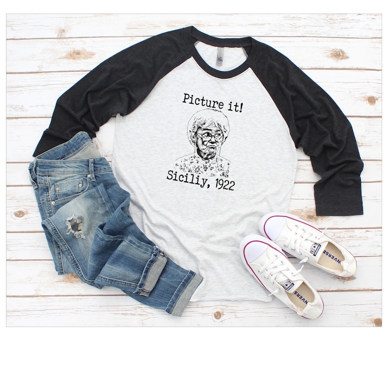 Picture It 1922 Sophia Petrillo Raglan Baseball T Shirt Golden Girls Shirt Golden Girls T Shirt Shady Pines T Shirt image 1