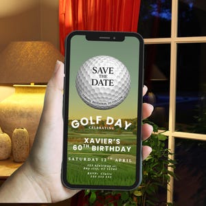 Invitaciones para fiestas temáticas de golf, invitación de cumpleaños MP4 para eventos de golf, bono de 5x7", imprimibles, guardar la fecha, invitación personalizada para golfistas imagen 4