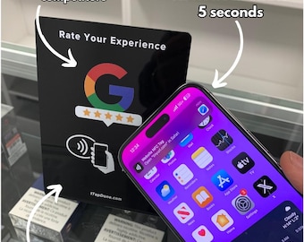 1TapDone Google Review NFC Table Stand • Instant Tap-to-Review Display • Google Business Review Booster • NFC Sign • Black • Google NFC