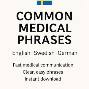 Gemeinsame medizinische Redewendungen – Englisch · Schwedisch · Deutsch | Druckbare Sprachentabelle | Sofortiger Download PDF | https://www.etsy.com/de/listing/