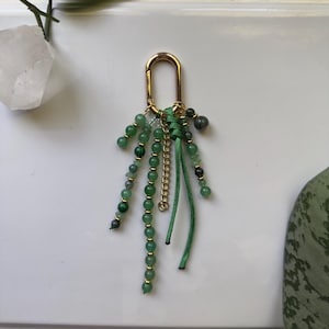 Evergreen Aura Bag Charm | Lucky Gemstone Charm | Green Beaded Bag Charm